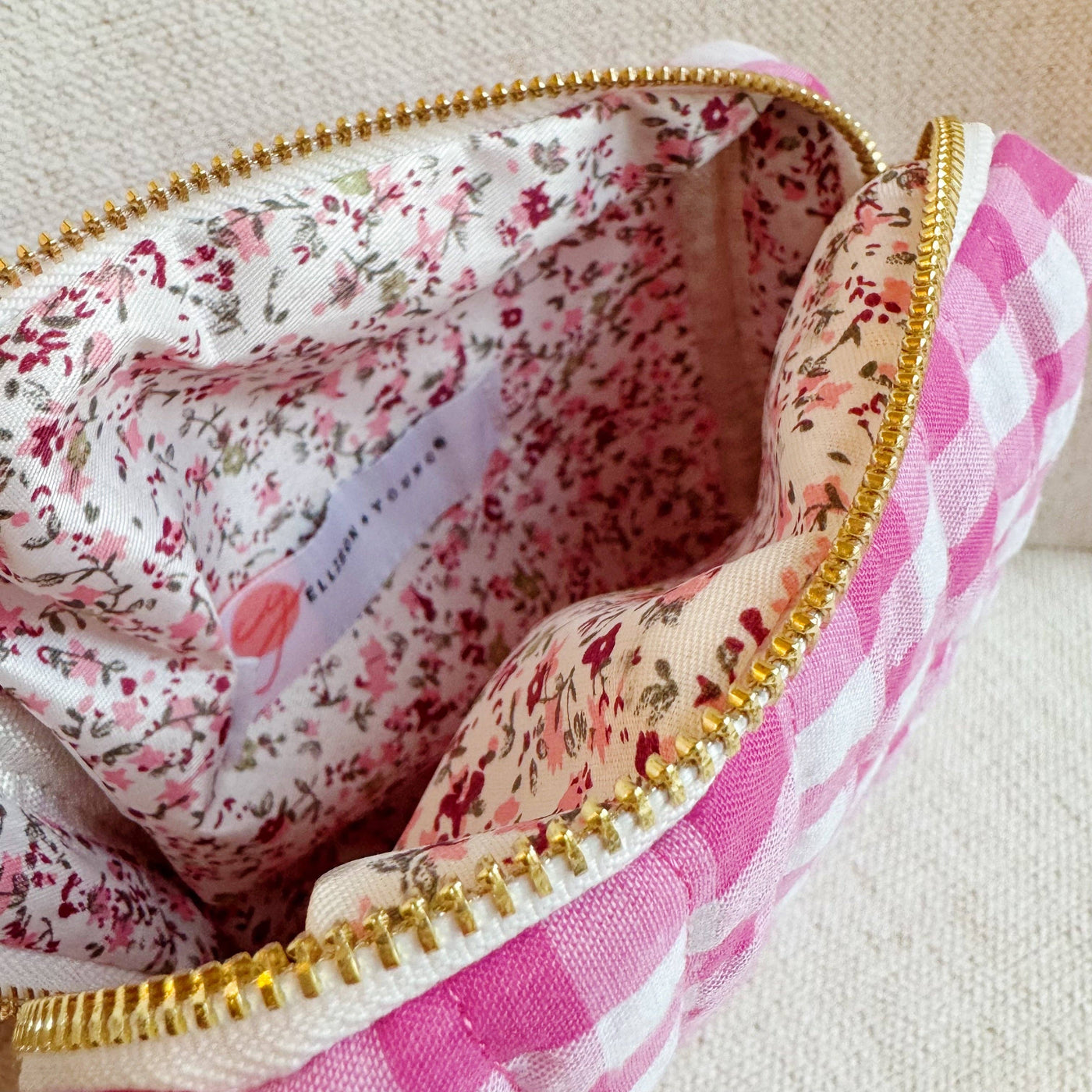 Gingham Cosmetic Case | Pink