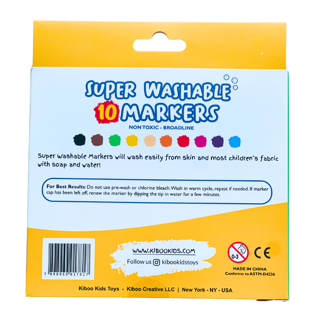 Kiboo Kids Super Washable Markers Broad Line | 10 Color Pack – COCO LETO