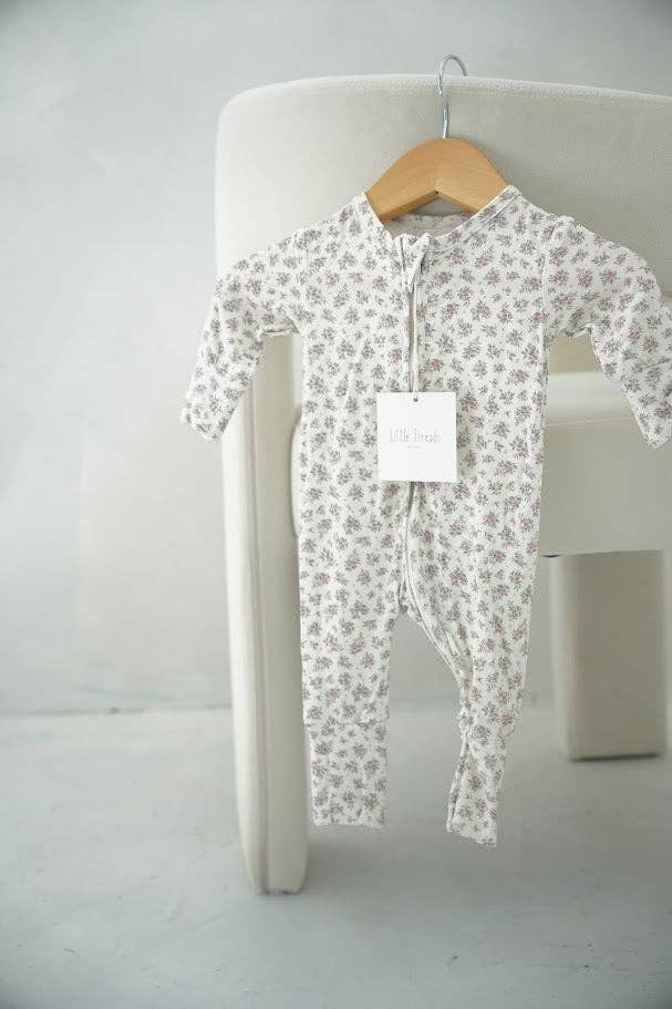 Vintage Pink Floral Bamboo Pajama Onesie
