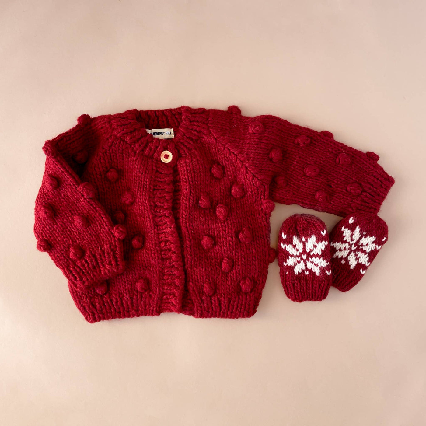 Popcorn Sweater Red Baby Cardigan