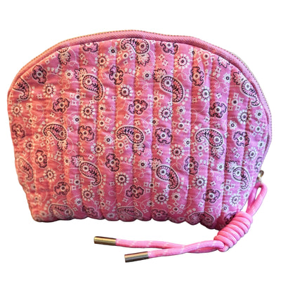 Quilted Paisley Makeup Travel Case |  Pink