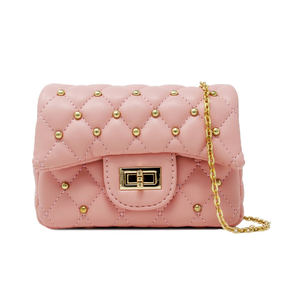 Classic Quilted Stud Mini Bag | Purple