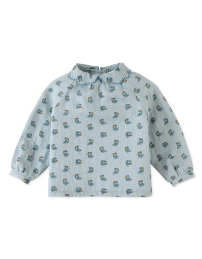 Baby Girl Floral Blouse With Scallop Collar