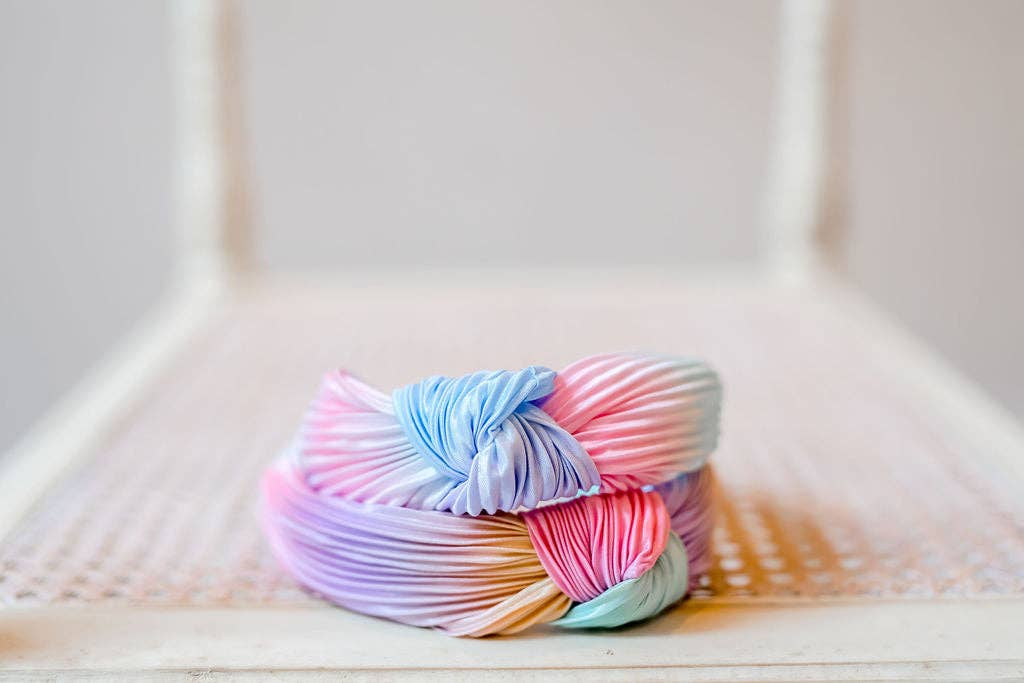 Pleated Ombre Knot Headband | Pastel Rainbow