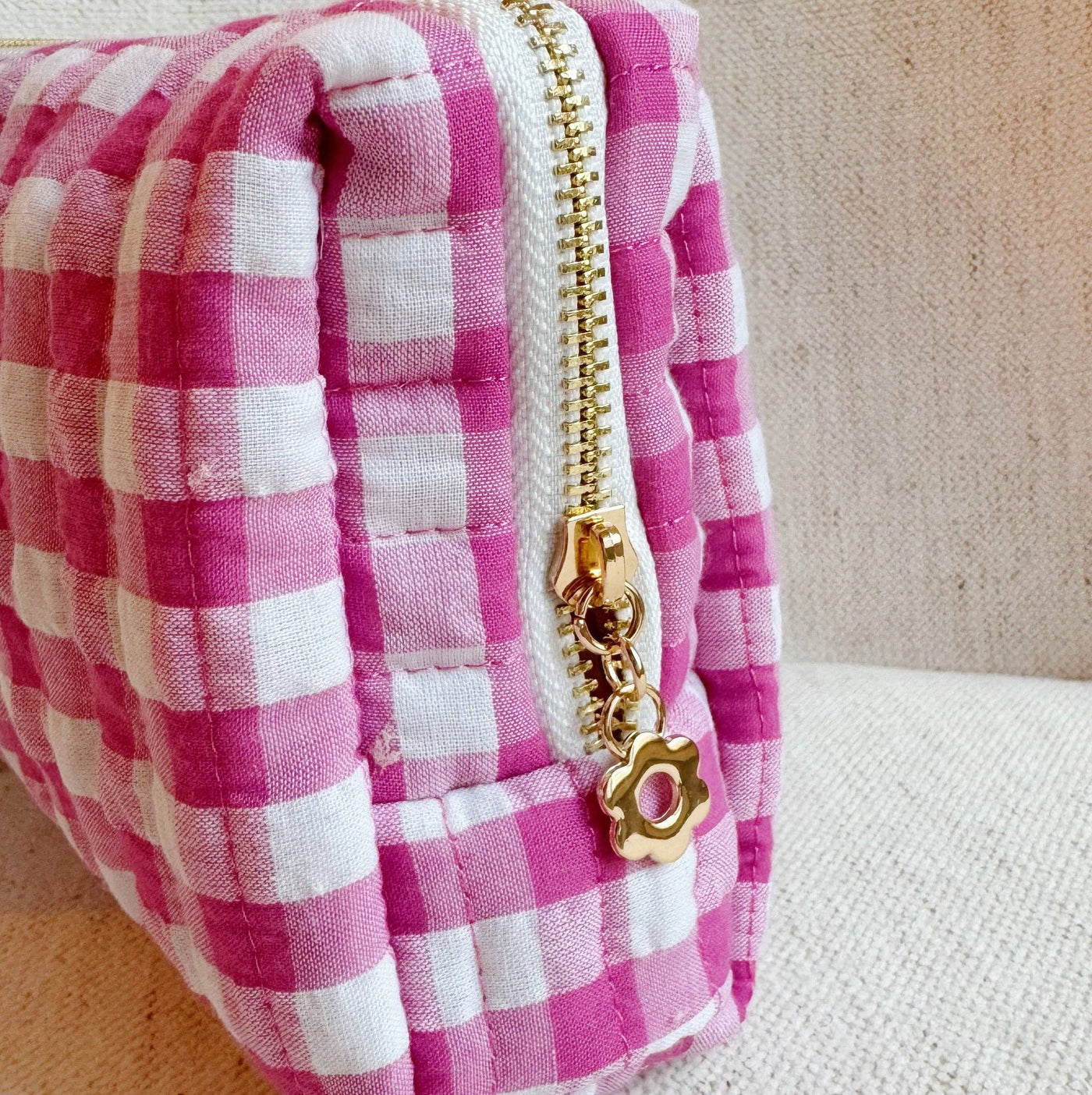 Gingham Cosmetic Case | Pink