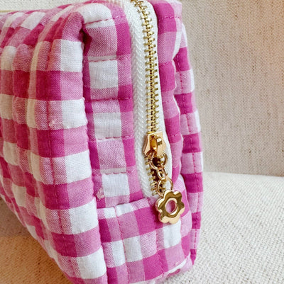 Gingham Cosmetic Case | Pink