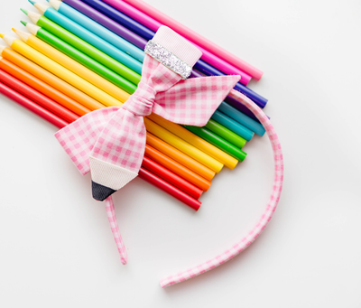 Pencil Headband | Pink Gingham