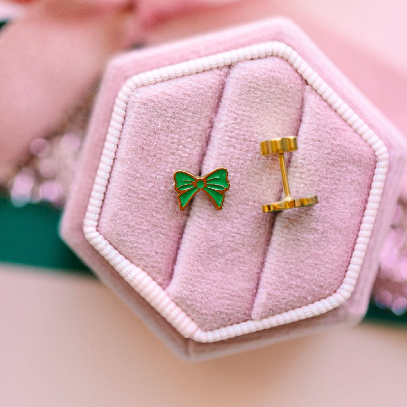 Green Bow Earrings