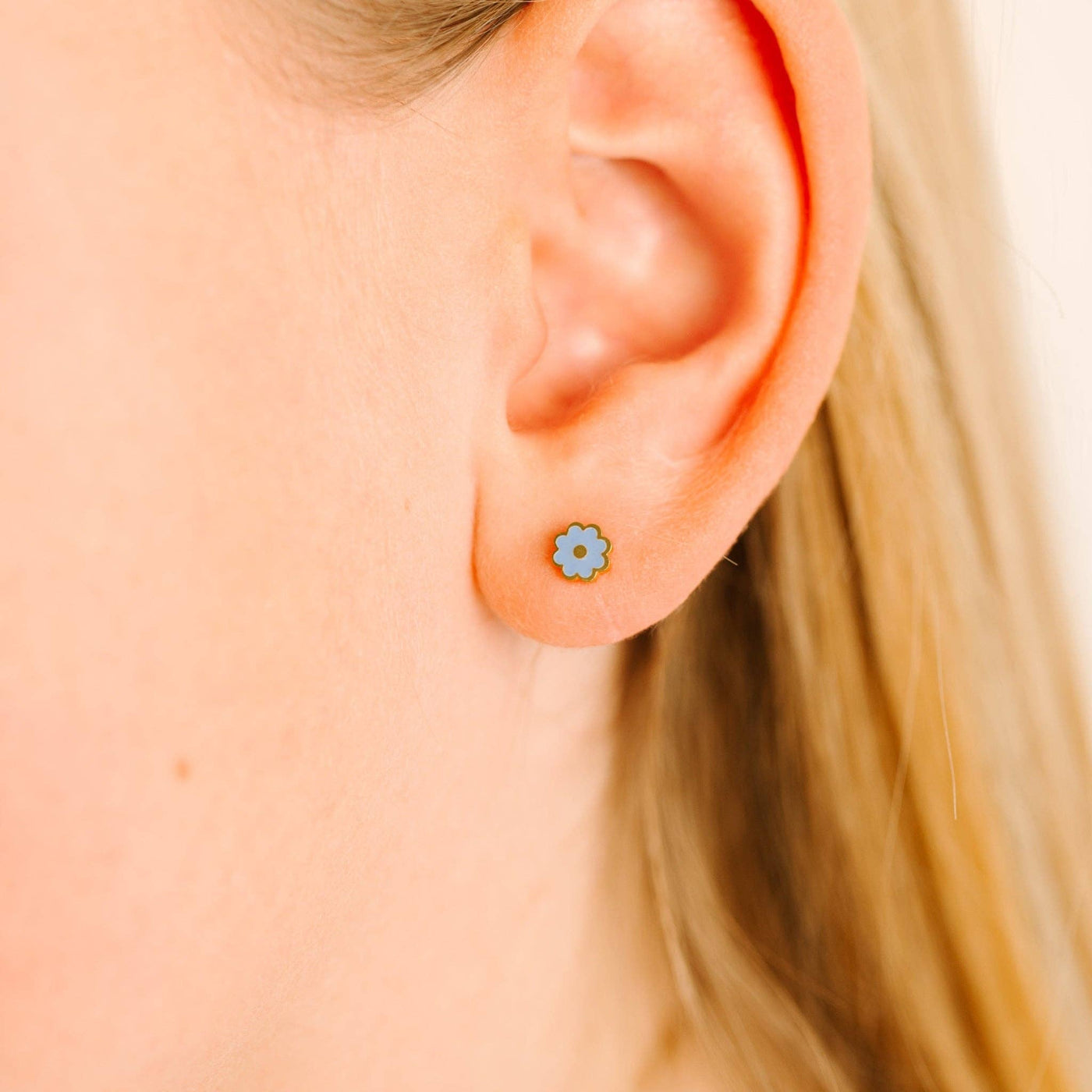 Tiny Blue Flower Earrings