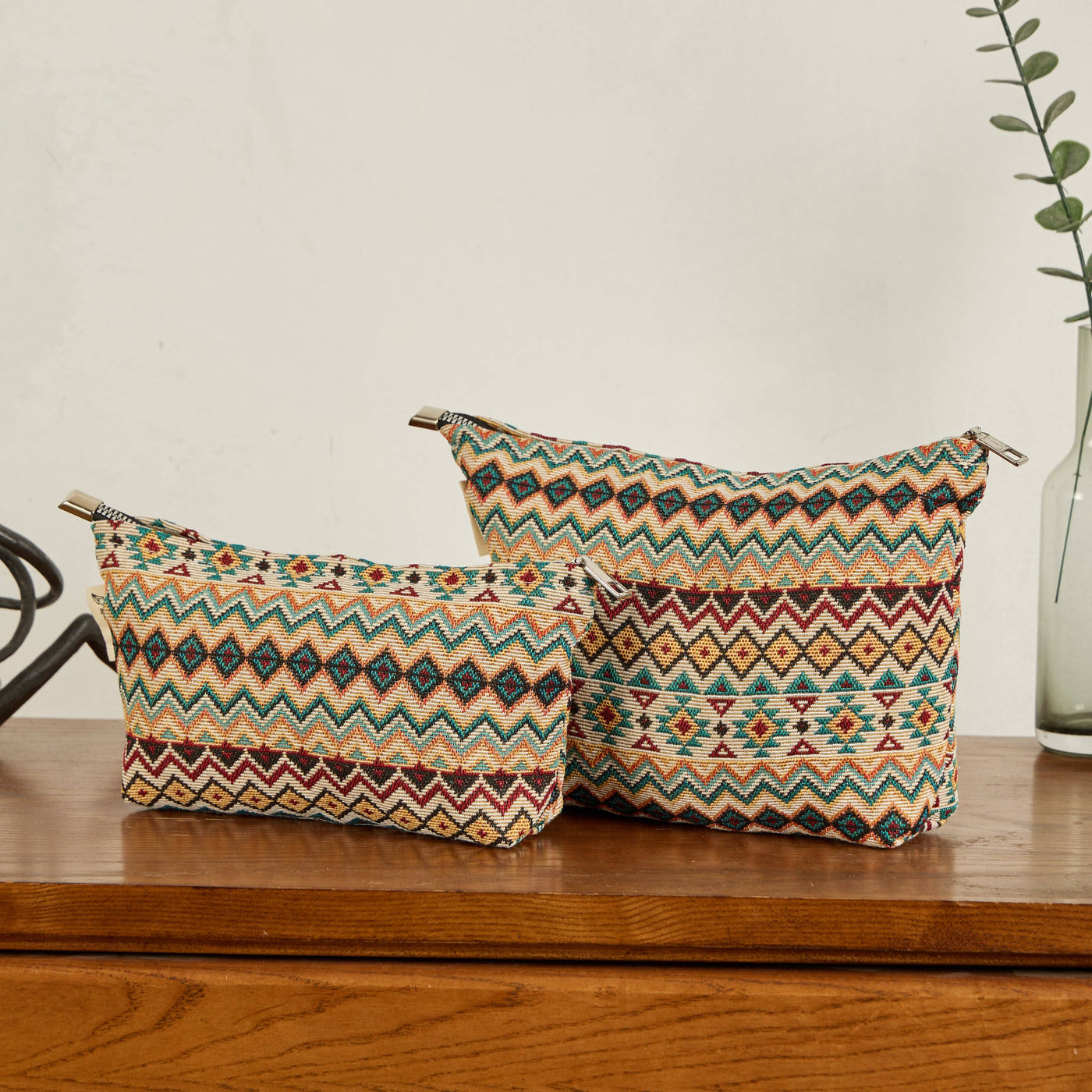Aztec Cross Stitch Print Toiletry/Makeup Bag - Cosmetic Bag
