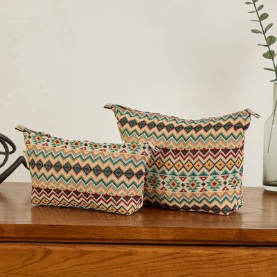 Aztec Cross Stitch Print Toiletry/Makeup Bag - Cosmetic Bag
