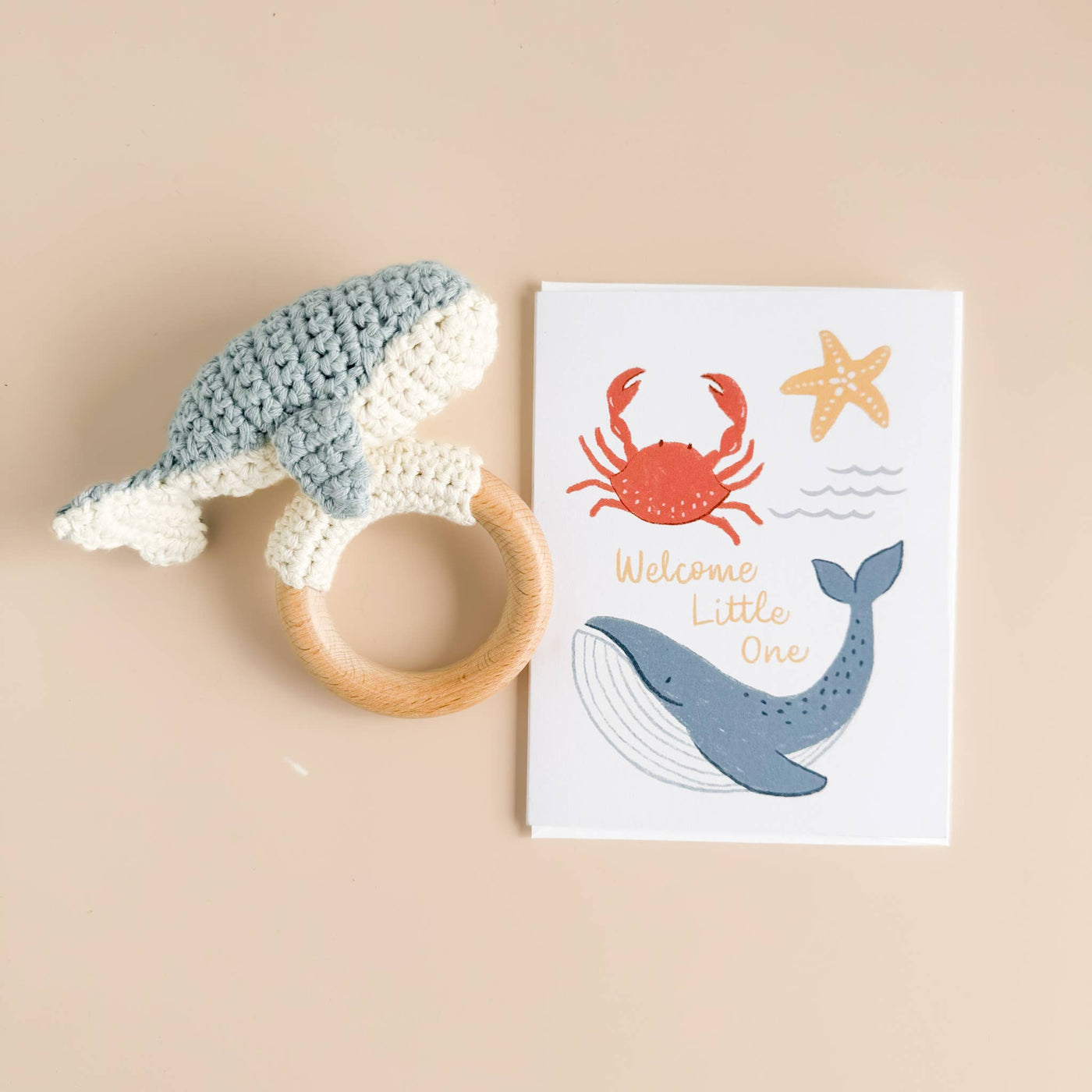 Teether Whale Cotton Crochet Baby Rattle