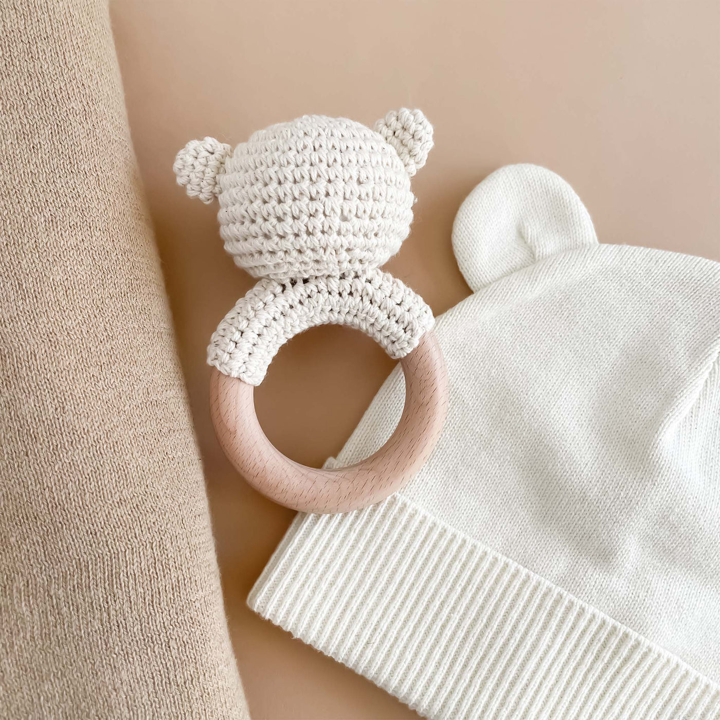 Teether Birch Bear Crochet Baby Rattle