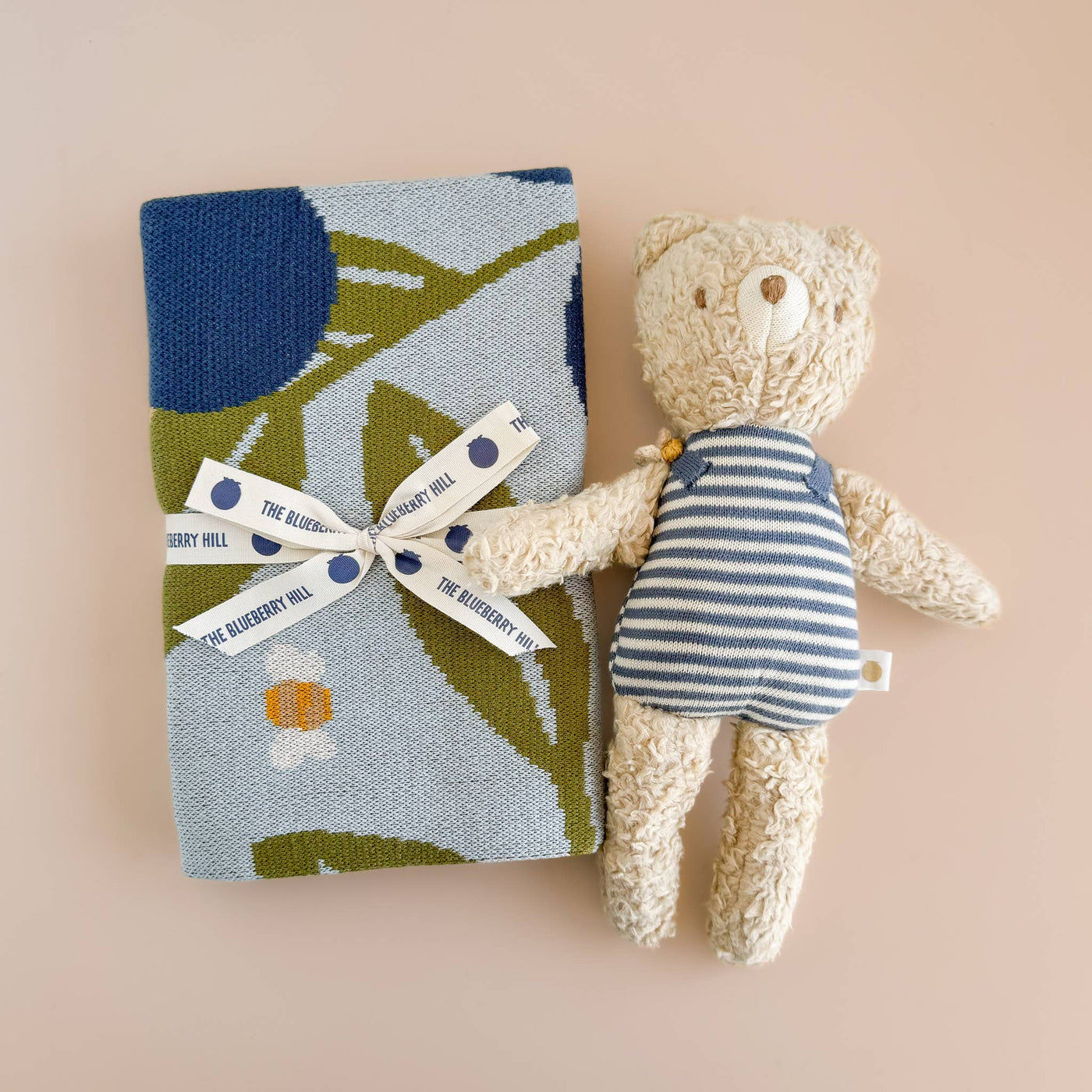 Blueberry Bear Bee Organic Cotton Baby Blanket