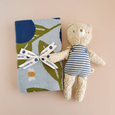 Blueberry Bear Bee Organic Cotton Baby Blanket