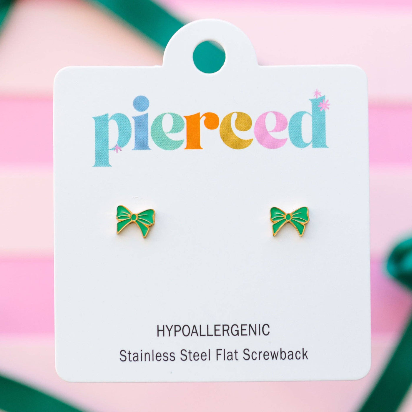 Green Bow Earrings