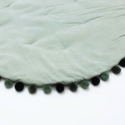 Cotton Soft & Fine Velvet Round Playmat with Pom Pom-48"