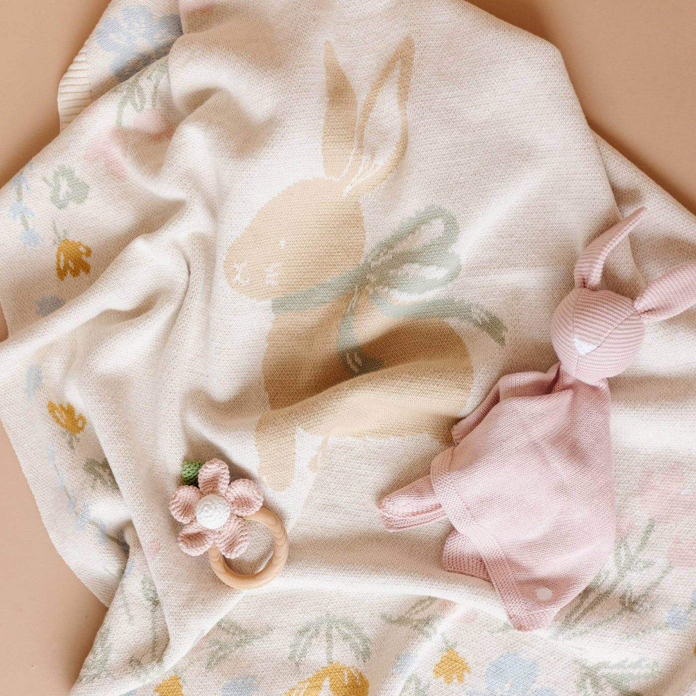 Pastel Bunny Organic Cotton Baby Blanket