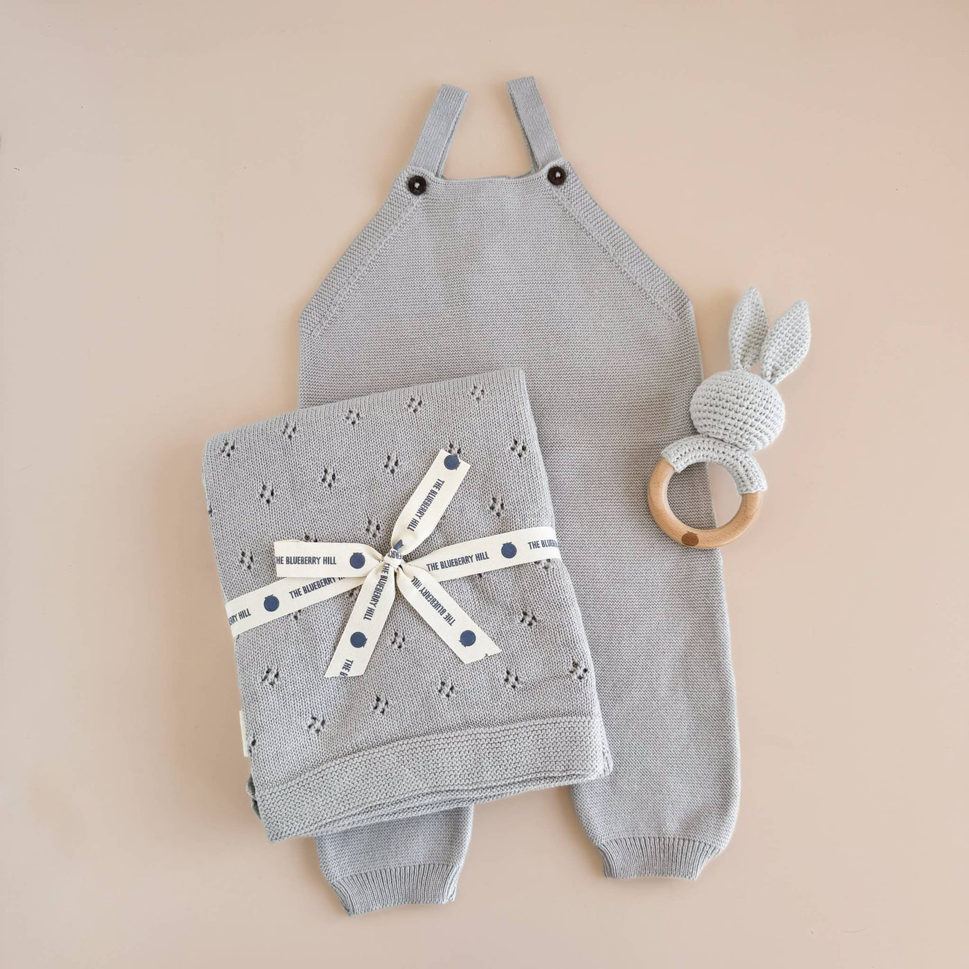 Grey Cotton Baby Overalls