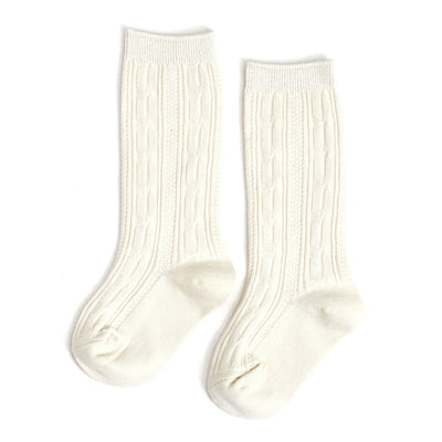 Cable Knit Knee Highs | Ivory