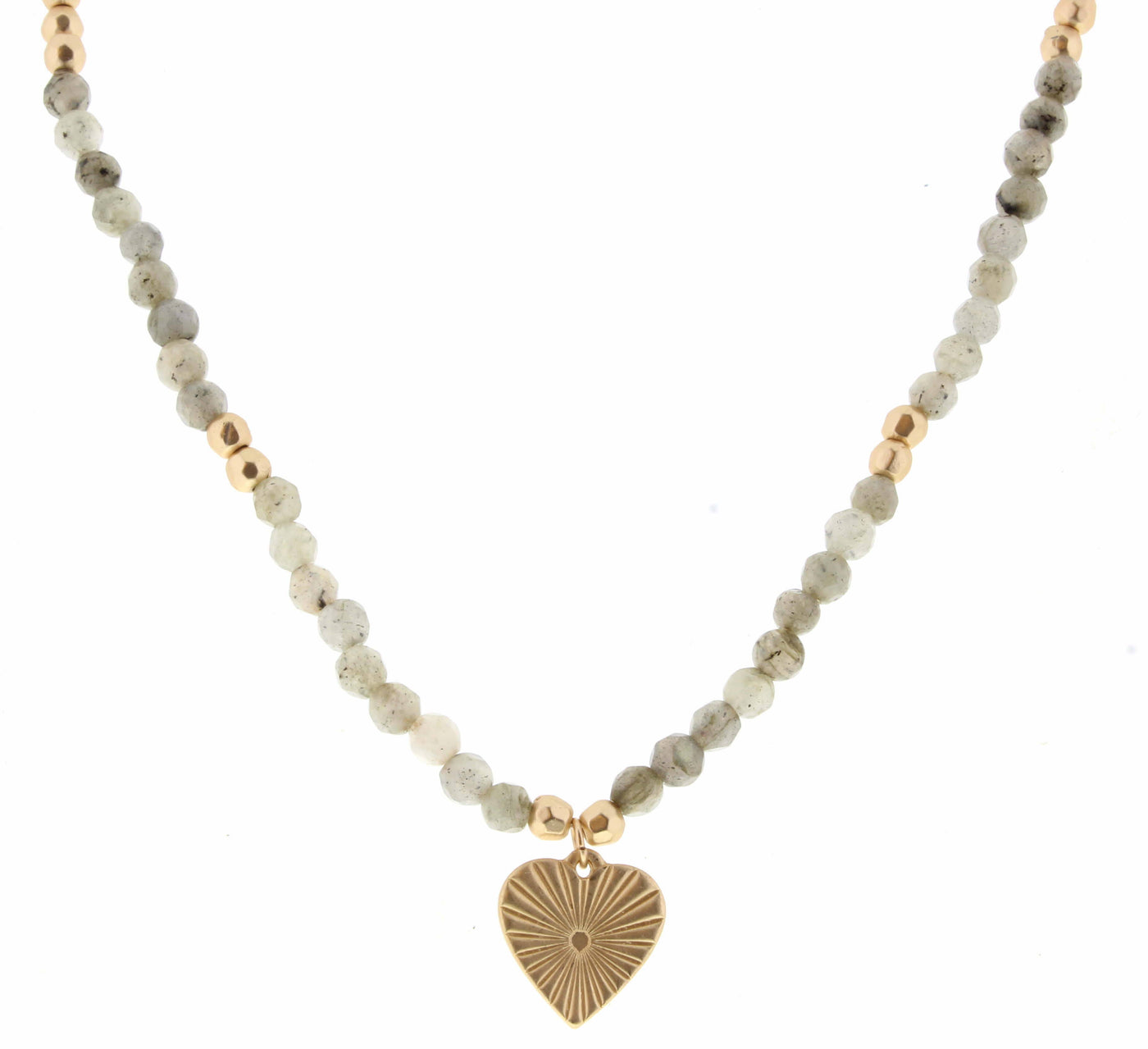 Labrodite & Gold with Raised Heart