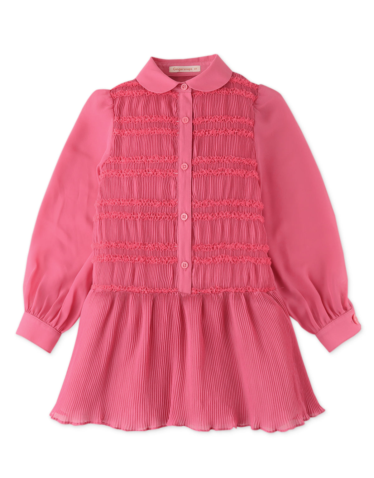 Smocked Dress With Pleated Skirt