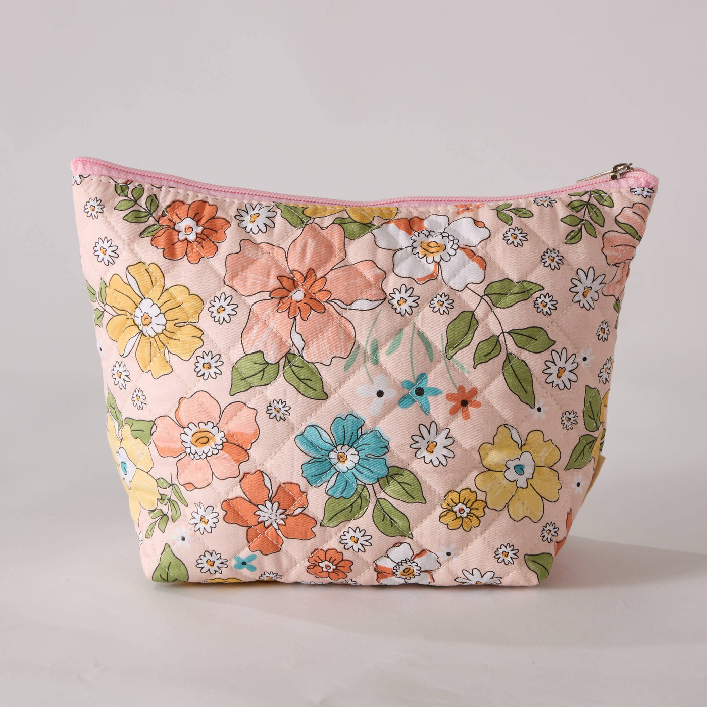 Bloom Floral Cosmetic Bag Quilted Makeup Bag - Toiletry Bag