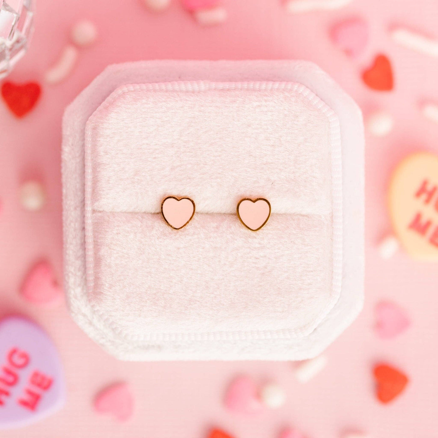 Tiny Peachy Heart Earrings