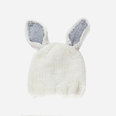 Bunny White and Bowie Grey Baby Hat