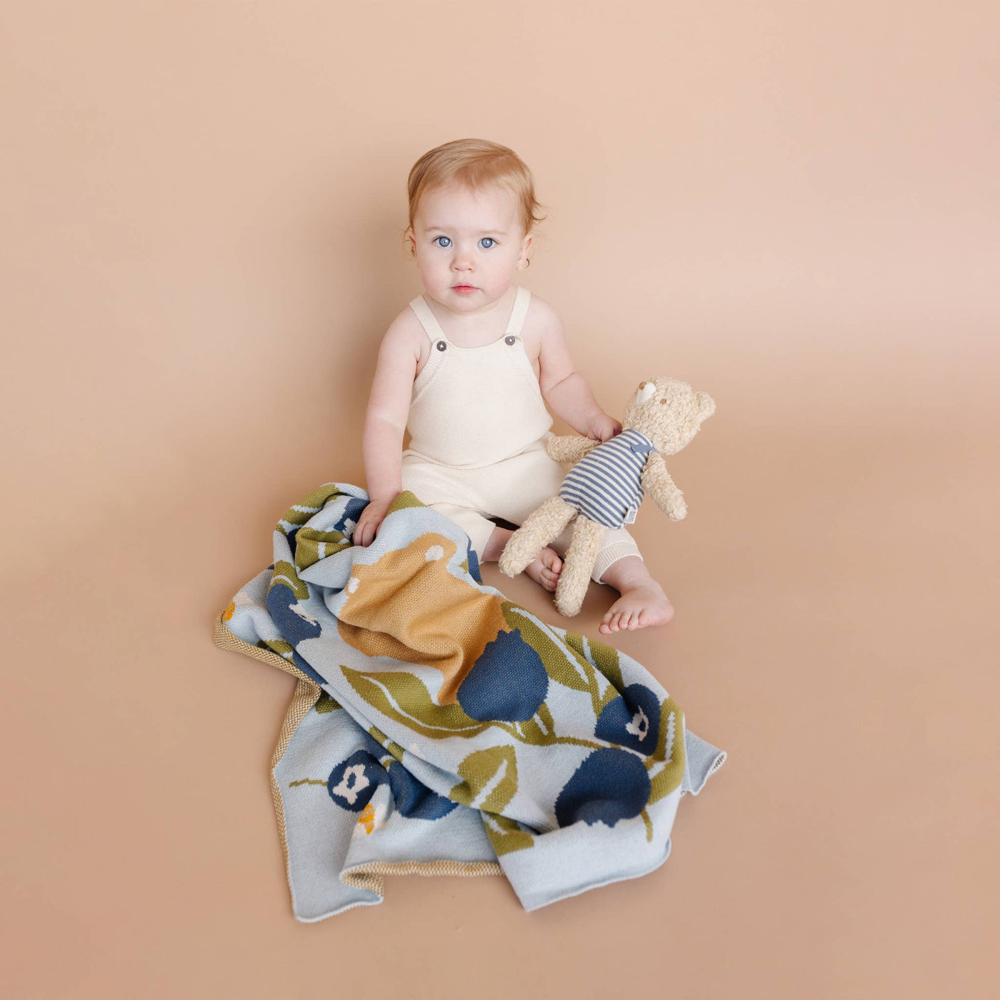 Blueberry Bear Bee Organic Cotton Baby Blanket