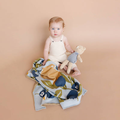 Blueberry Bear Bee Organic Cotton Baby Blanket