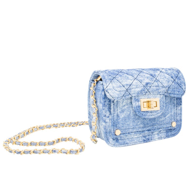 Tie Dye Quilted Denim Handbag: Purple