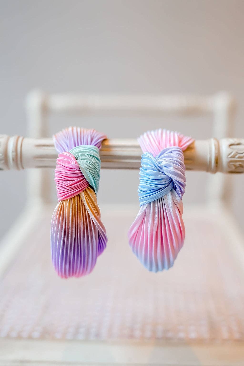 Pleated Ombre Knot Headband | Pastel Rainbow