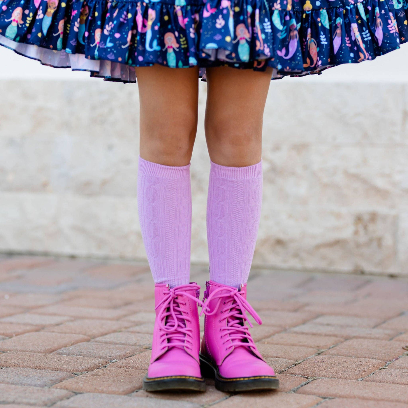 Cable Knit Knee Highs | Wisteria