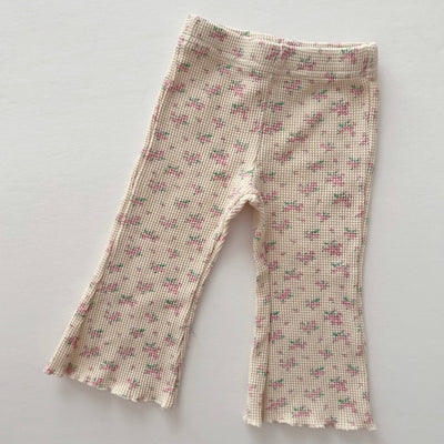 Waffle Flare Pants | Pink Floral