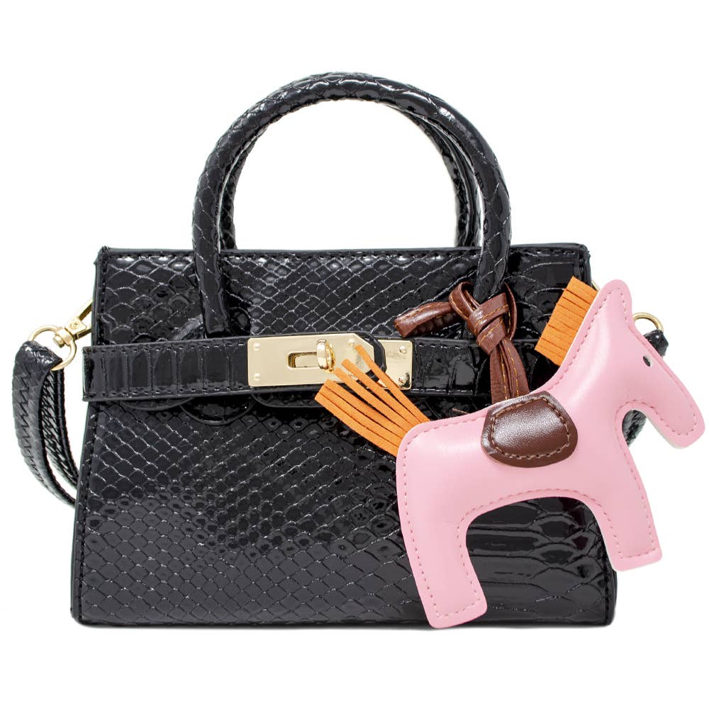 Crocodile Pony Handbag: Hot Pink