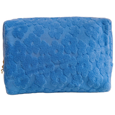 Embossed Daisy Blossom Makeup Travel Case | Blue