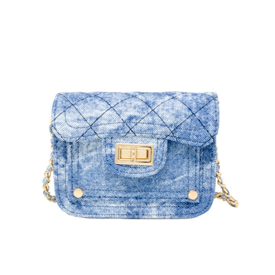 Tie Dye Quilted Denim Handbag: Purple