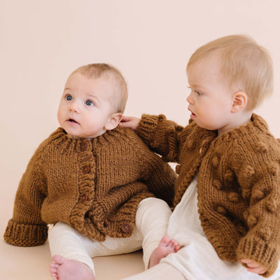 Classic Cardigan Walnut Baby Sweater