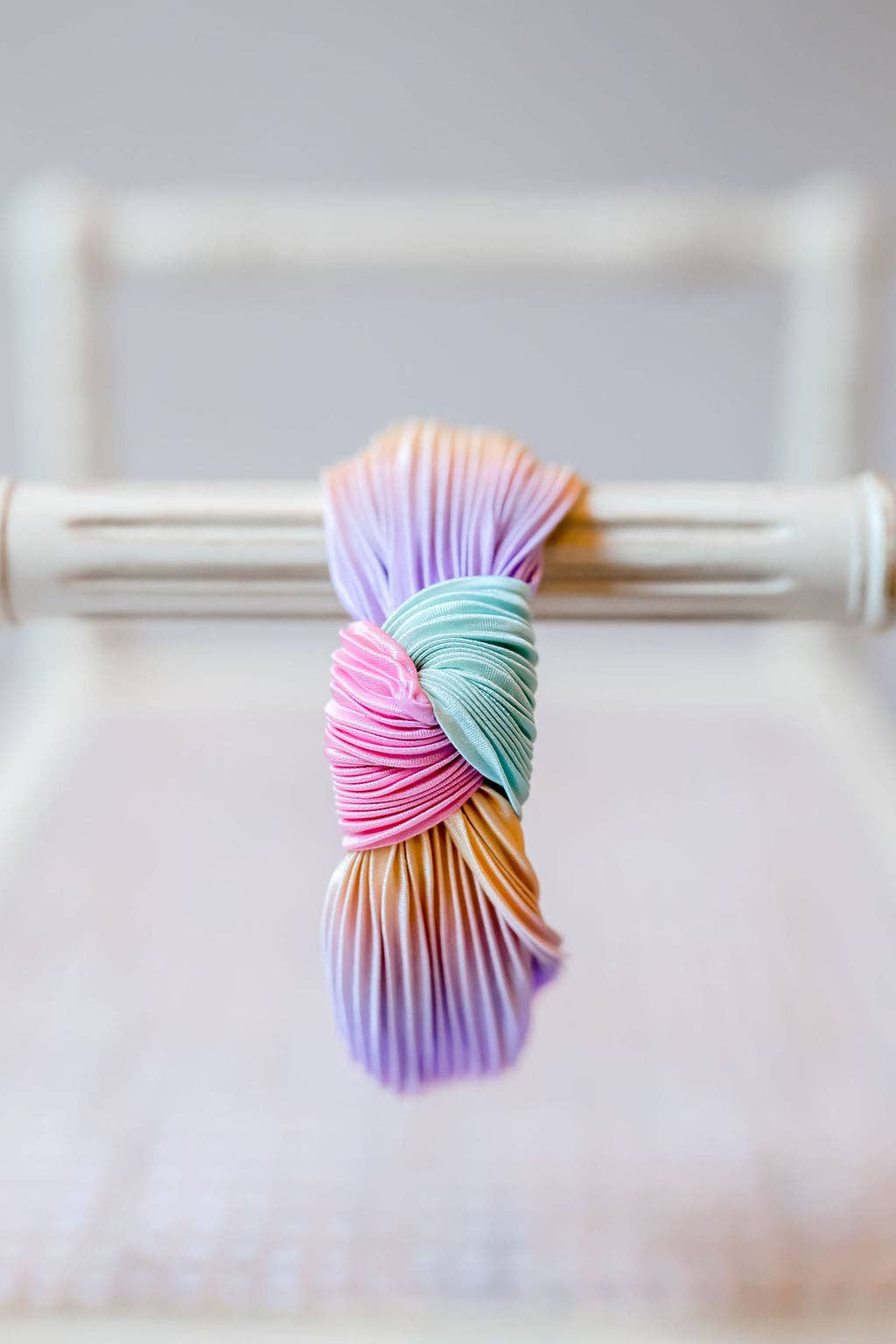 Pleated Ombre Knot Headband | Pastel Rainbow