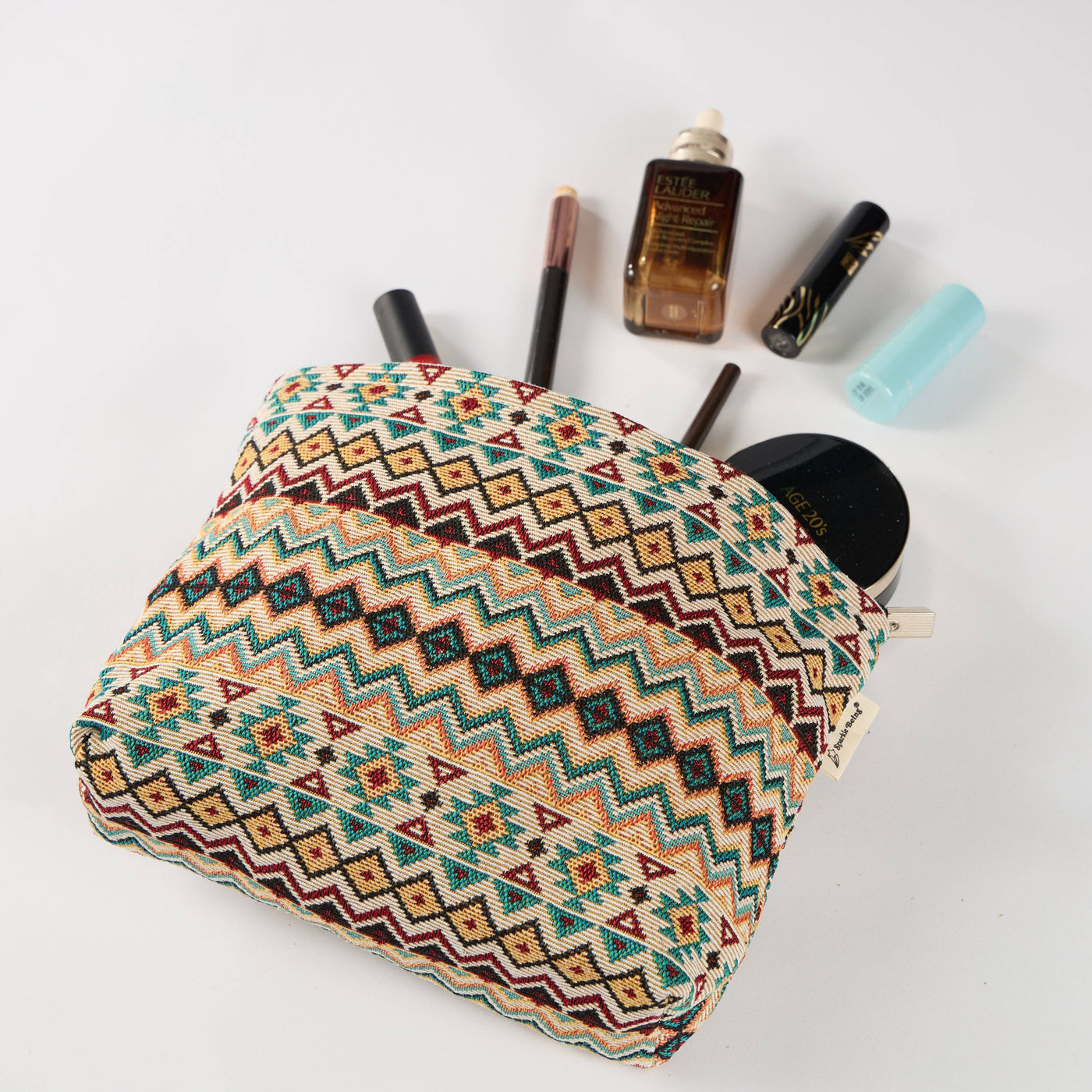 Aztec Cross Stitch Print Toiletry/Makeup Bag - Cosmetic Bag