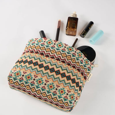 Aztec Cross Stitch Print Toiletry/Makeup Bag - Cosmetic Bag