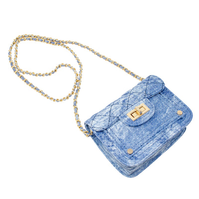 Tie Dye Quilted Denim Handbag: Purple