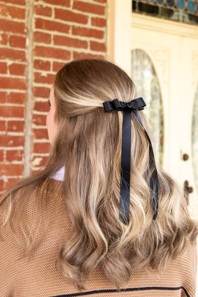 Long Satin Hair Barrette | Micro Alice Bow