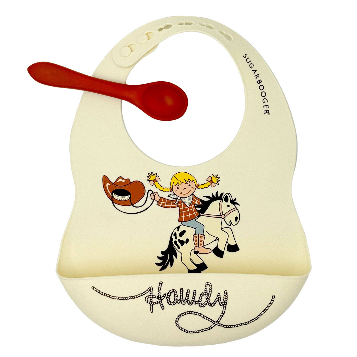 Fresh & Messy Bib & Spoon Set | Howdy Cowgirl