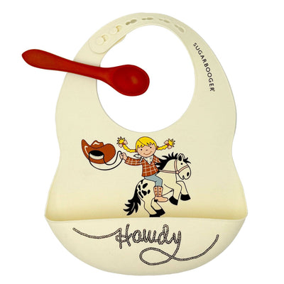 Fresh & Messy Bib & Spoon Set | Howdy Cowgirl