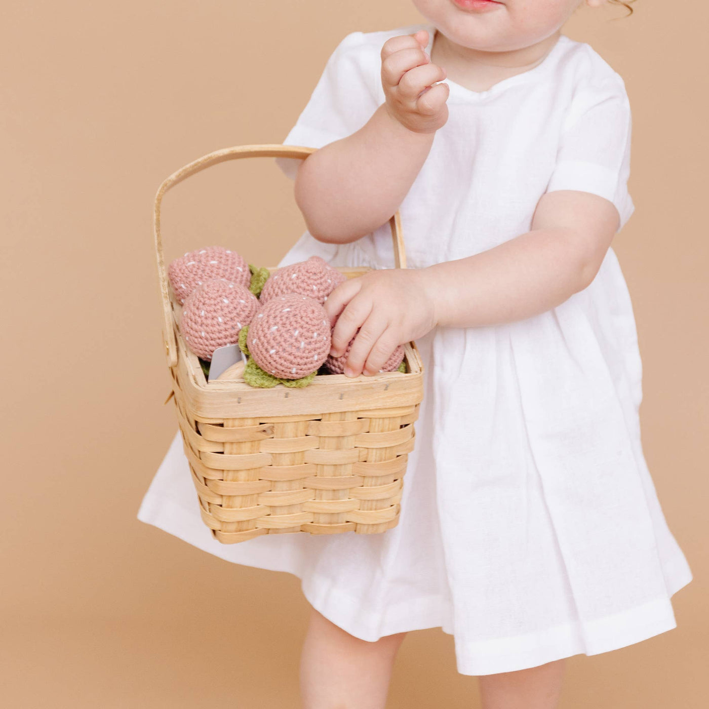 Teether Strawberry Pink Crochet Baby Rattle