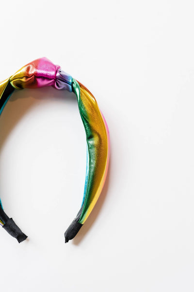 Lamé Knot Headband | Rainbow