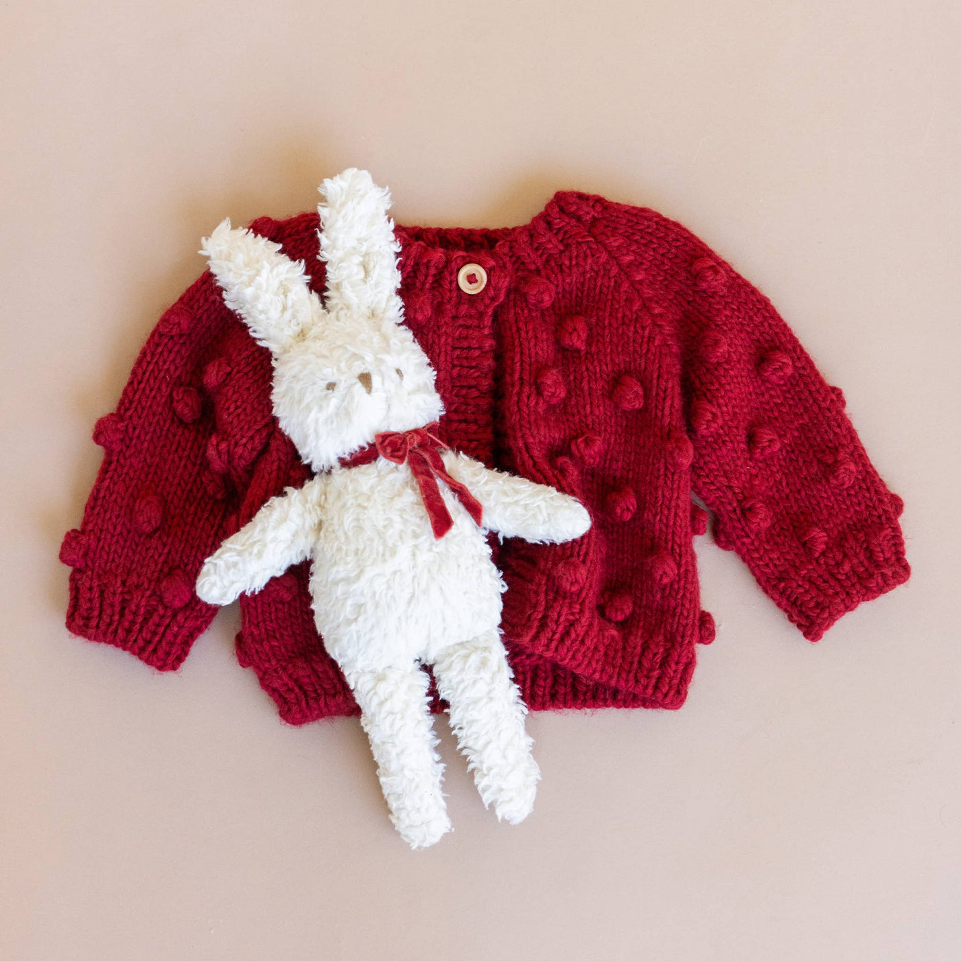 Popcorn Sweater Red Baby Cardigan