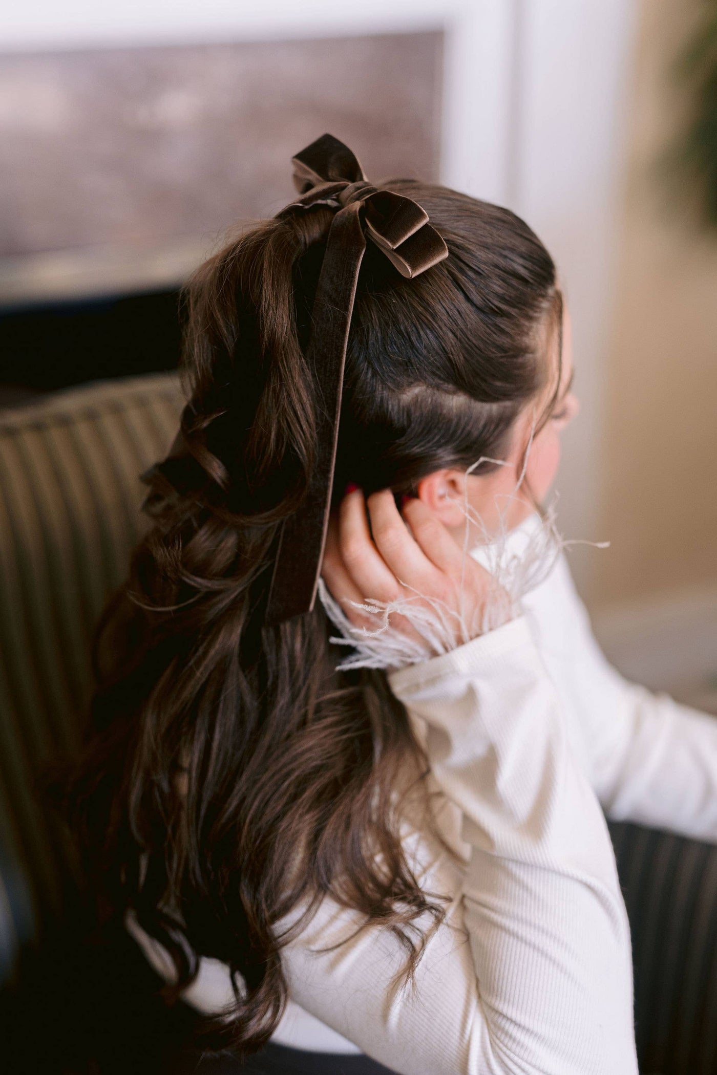 Long Velvet Hair Barrette | Alice Bow - Long Length